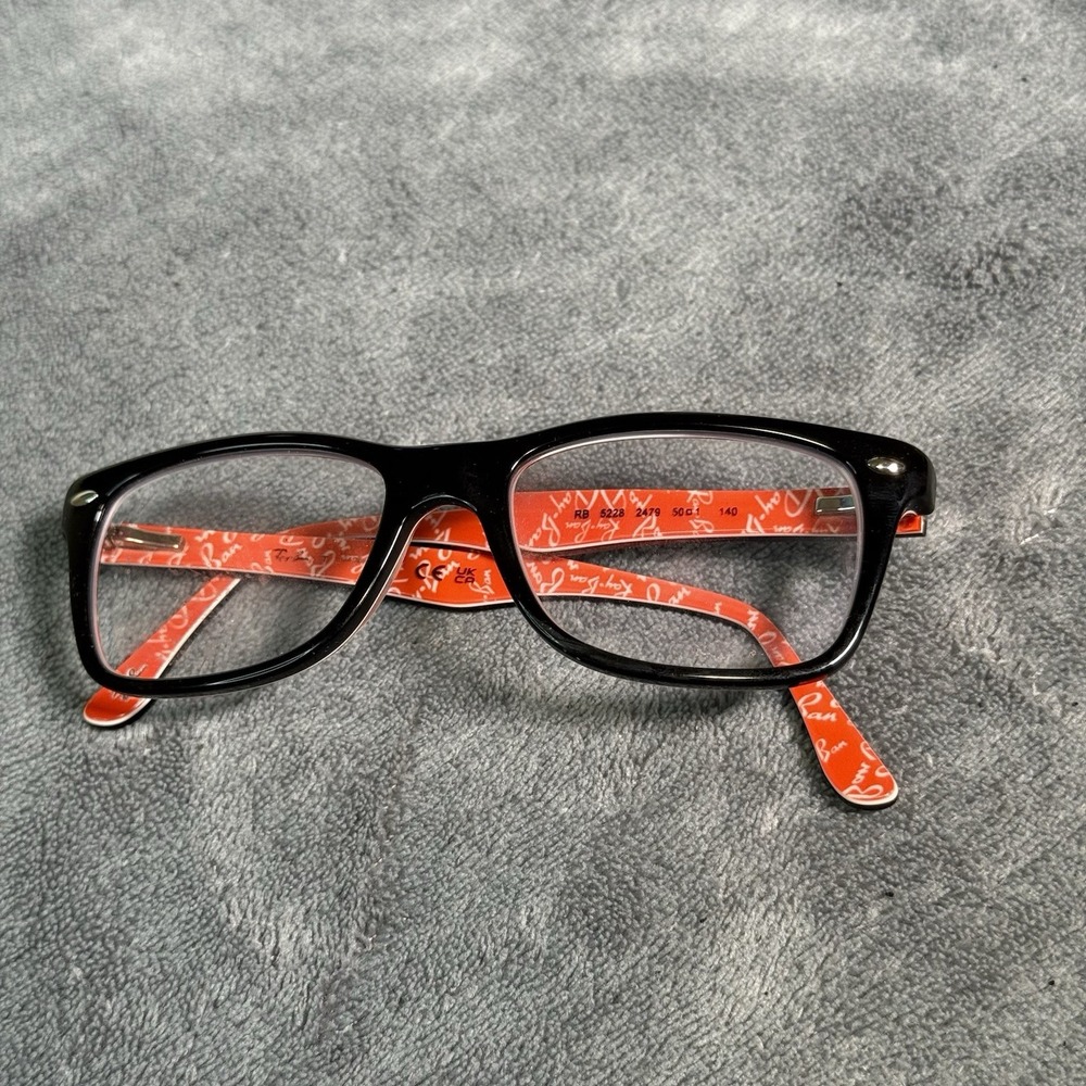 Ray Ban RB5228 2479 Black Red Eyeglasses Frames 50/17 140 FRAMES ONLY and Case‎